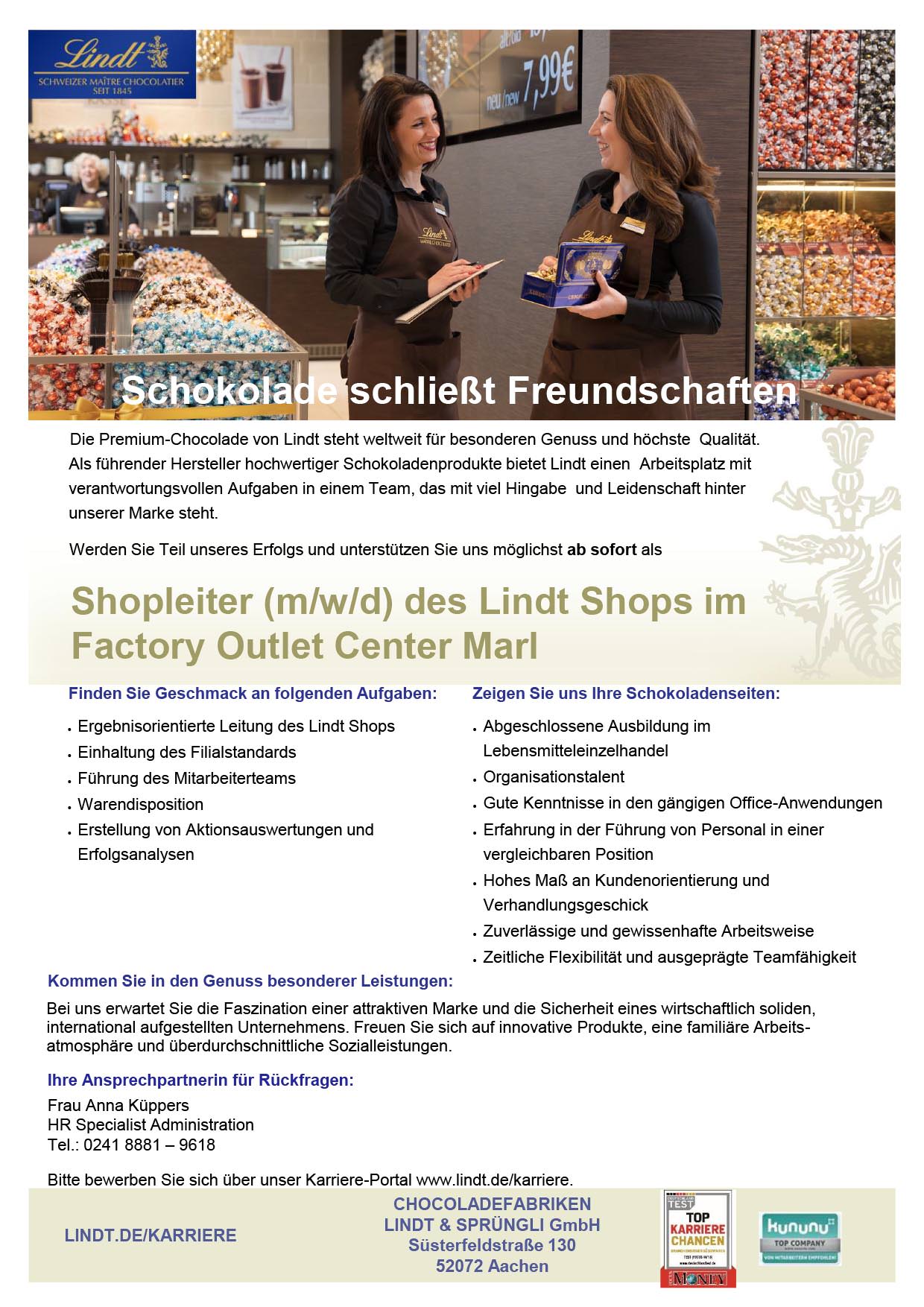 Werden Sie Teil unseres Erfolgs und unterstützen Sie uns möglichst ab sofort als: Verkäufer (m/w/d) im Factory Outlet Center Marl in Voll-und Teilzeit